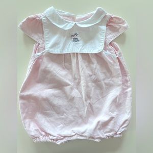 Janie and Jack pale pink romper with Bunny 12-18 months